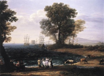 Coast Scene with the Rape of Europa landscape Claude Lorrain Beach Oil Paintings